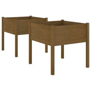 vidaXL Z&aacute;hradn&eacute; kvetin&aacute;če 2 ks medovo-hned&eacute; 70x70x70 cm borovicov&yacute; mas&iacute;v