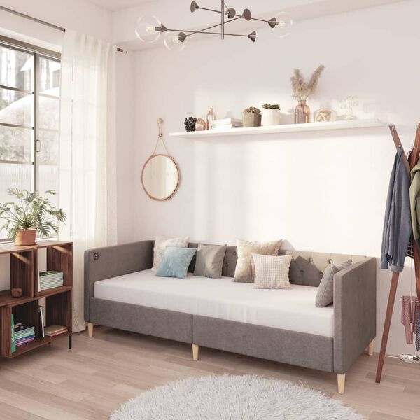 vidaXL Pohovka s USB bledosiv&aacute; l&aacute;tkov&aacute; 90x200 cm