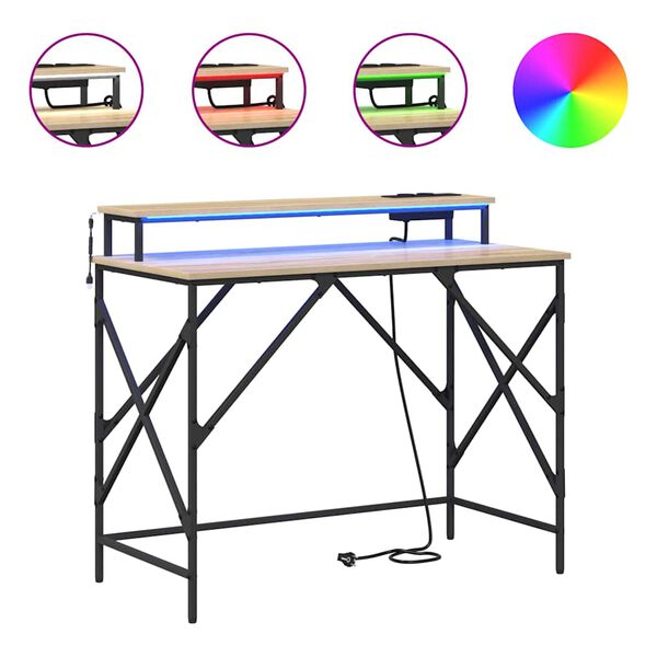vidaXL St&ocirc;l s poličkou Sonoma dub 100 x 50 x 86,5 cm Kompozitn&eacute; drevo