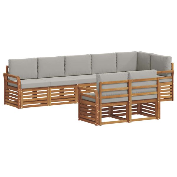 vidaXL S&uacute;pravy pohoviek s vank&uacute;&scaron;om 8 pcs Pr&iacute;rodn&aacute; a svetlosiv&aacute;