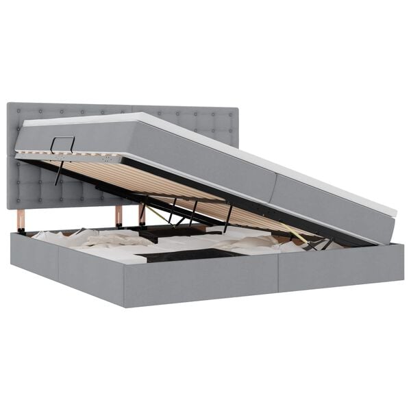 vidaXL Postel s &uacute;ložn&yacute;m prostorem a matrac&iacute; Svetlosiv&aacute; 200 x 200 cm