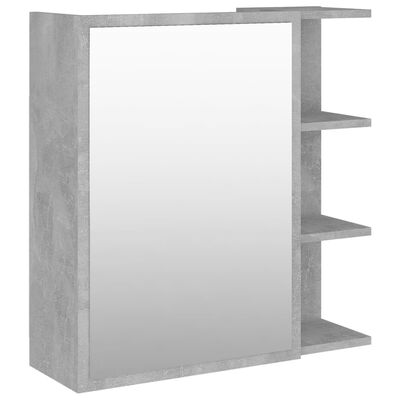 vidaXL Skrinka so zrkadlom, betónová 62,5x20,5x64 cm, kompozitné drevo
