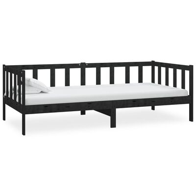 vidaXL Denná posteľ čierna borovicový masív 90x200 cm