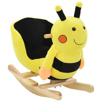 vidaXL Hojdacie zvieratko, včielka s operadlom plyšové 60x32x57 cm žlté