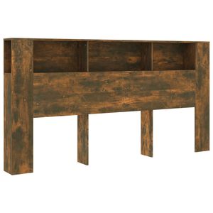 vidaXL Čelo postele so skrinkou dymov&yacute; dub 200x18,5x104,5 cm