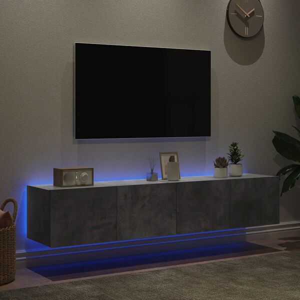 vidaXL TV nástenné skrinky s LED svetlami 2 ks betón. sivé 80x35x31 cm