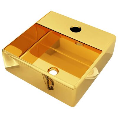 vidaXL Umývadlo s otvorom na batériu 38x30x11,5 cm keramické zlaté