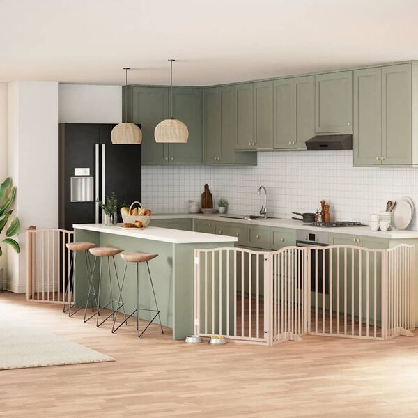 vidaXL Br&aacute;na pre psa s dverami sklad. 6 panelov 480 cm topoľov&eacute; drevo