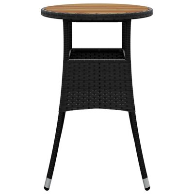 vidaXL Záhradný stôl Ø60x75 cm akáciové drevo a polyratan čierny