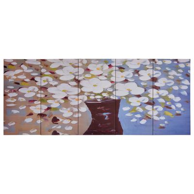 vidaXL Sada nástenných obrazov na plátne Kvety vo váze rôznofarebné 150x60 cm