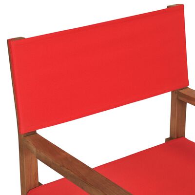 vidaXL Režisérske stoličky 2 ks, tíkový masív, červené