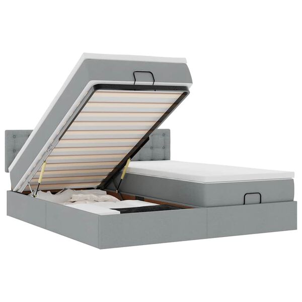 vidaXL Osmanský rám postele s matracmi svetlosivá 160x200 cm látka