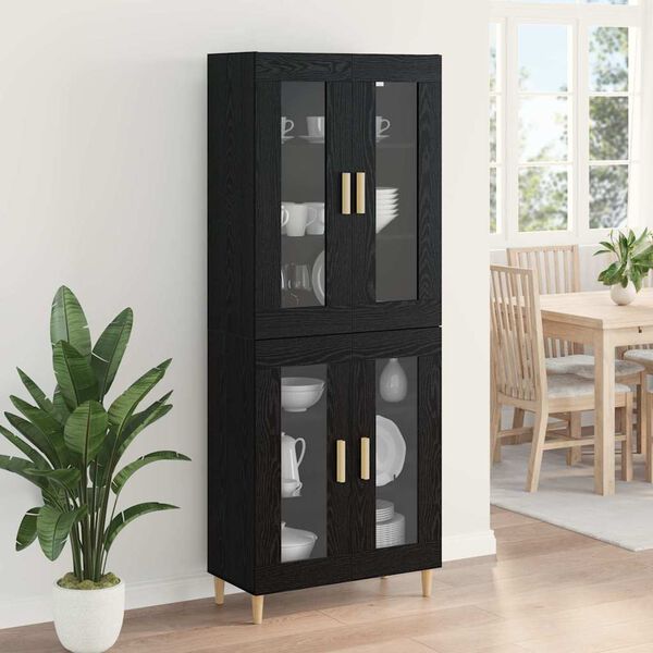 vidaXL Highboard Čierny dub 69,5 x 34 x 180 cm Kompozitn&eacute; drevo