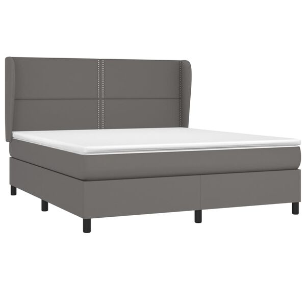 vidaXL Boxspring posteľ s matracom siv&aacute; 160x200 cm umel&aacute; koža