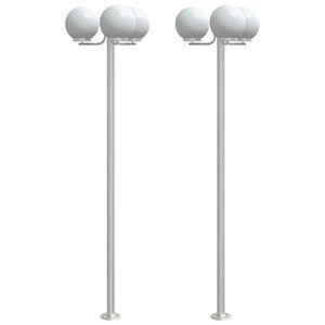 vidaXL Vonkaj&scaron;ie stojace lampy 2ks strieborn&eacute; 215cm nehrdzavej&uacute;ca oceľ