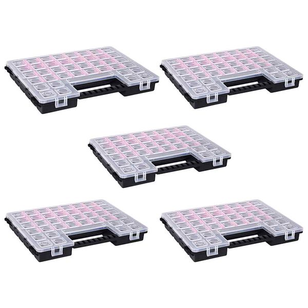 VidaXL Sortiment boxy 5 ks s nastaviteľn&yacute;mi prep&aacute;žkami 385x283x50 mm