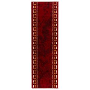 vidaXL Beh&uacute;ň na koberce FLORNES Tkan&yacute; Červen&aacute; Diamanty 67 x 150 cm PP