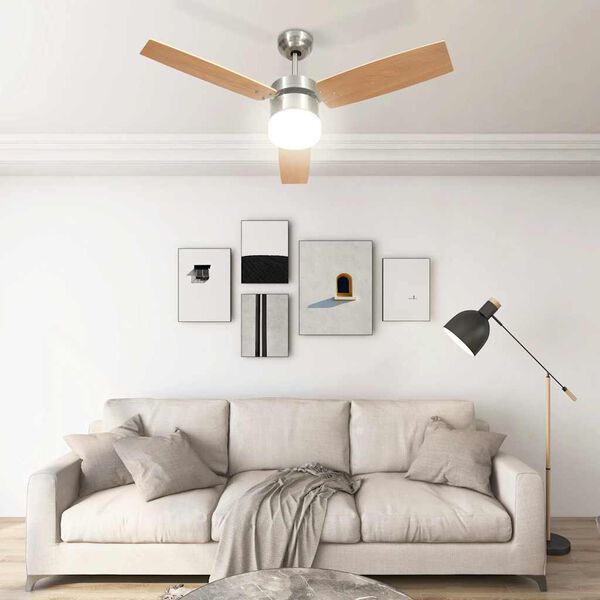 vidaXL Stropn&yacute; ventil&aacute;tor so svetlom a ovl&aacute;dačom 108 cm, svetlohned&yacute;