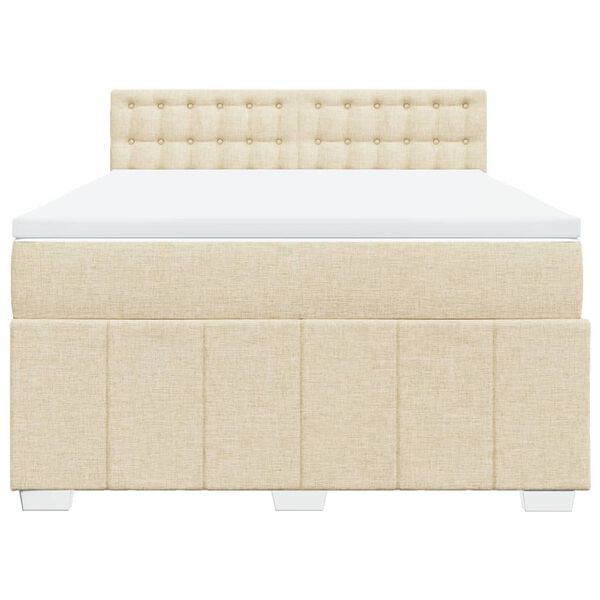vidaXL Posteľn&yacute; r&aacute;m boxspring s matracom kr&eacute;mov&yacute; 140x200 cm l&aacute;tka