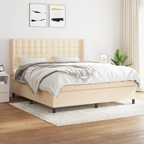 vidaXL Posteľn&yacute; r&aacute;m boxspring s matracom kr&eacute;mov&yacute; 160x200 cm l&aacute;tka