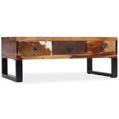 vidaXL Konferenčný stolík, masívne sheeshamové drevo, 90x50x35 cm