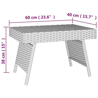 vidaXL Skladací bočný stolík čierny 60x40x38 cm polyratan