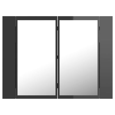 vidaXL LED kúpeľňová zrkadlová skrinka lesklá sivá 60x12x45 cm akryl