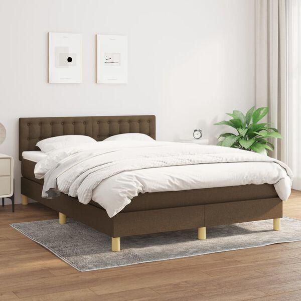 vidaXL Boxspring posteľ s matracom tmavohned&aacute; 140x190 cm l&aacute;tka