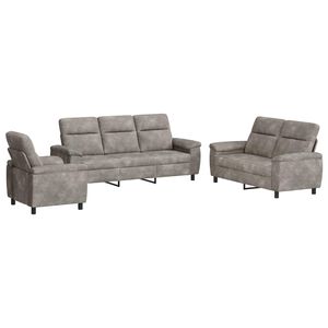 vidaXL Sada pohoviek 3 pcs Svetlosiv&aacute; Faux semi&scaron;ov&aacute; koža