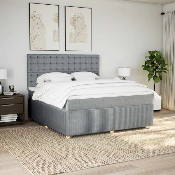 vidaXL Boxspring posteľ s matracom bledosiv&aacute; 180x200 cm l&aacute;tka