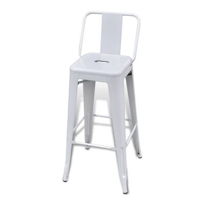 vidaXL Barové stoličky 2 ks, biele, oceľ