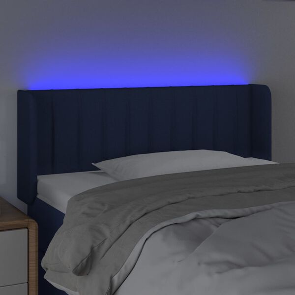 vidaXL Čelo postele s LED modr&eacute; 83x16x78/88 cm l&aacute;tka