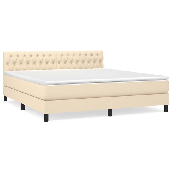 vidaXL Posteľn&yacute; r&aacute;m boxspring s matracom kr&eacute;mov&yacute; 180x200 cm l&aacute;tka