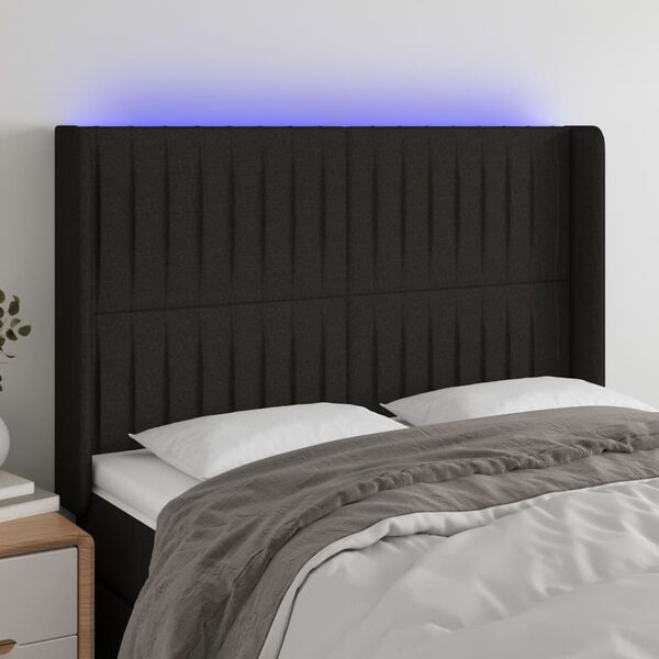 vidaXL Čelo postele s LED čierne 147x16x118/128 cm l&aacute;tka