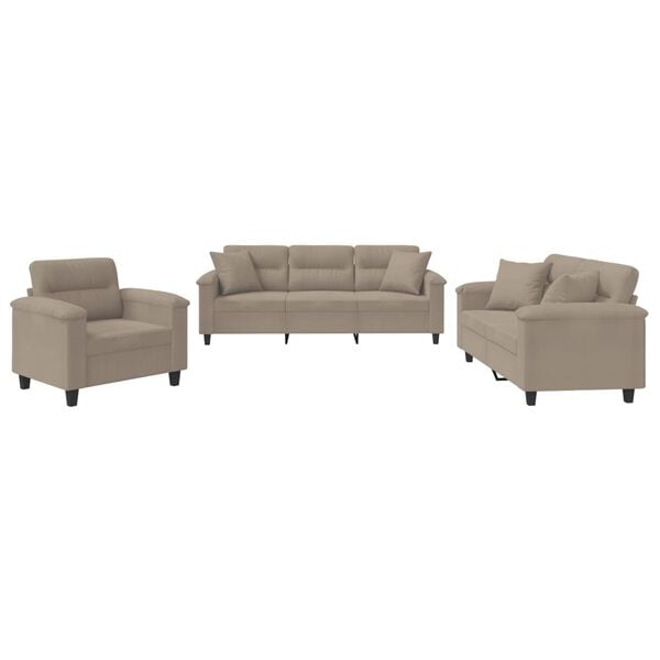 vidaXL 3-dielna sedacia s&uacute;prava s vank&uacute;&scaron;mi sivohned&aacute; mikrovl&aacute;kno