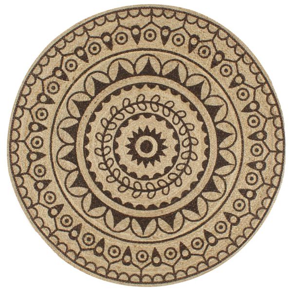 vidaXL Ručne vyroben&yacute; jutov&yacute; koberec, tmavohned&aacute; potlač 90 cm