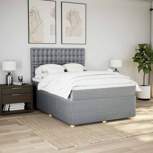 vidaXL Boxspring posteľ s matracom bledosiv&aacute; 140x200 cm l&aacute;tka