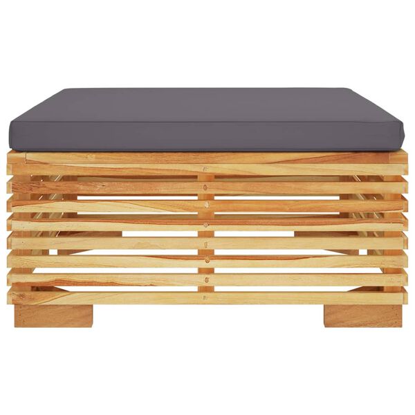 vidaXL Z&aacute;hradn&aacute; podnožka s tmavosiv&yacute;mi vank&uacute;&scaron;mi mas&iacute;vny teak