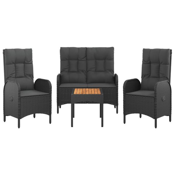 vidaXL 4-dielna z&aacute;hradn&aacute; jed&aacute;lensk&aacute; sada s vank&uacute;&scaron;mi čierna polyratan