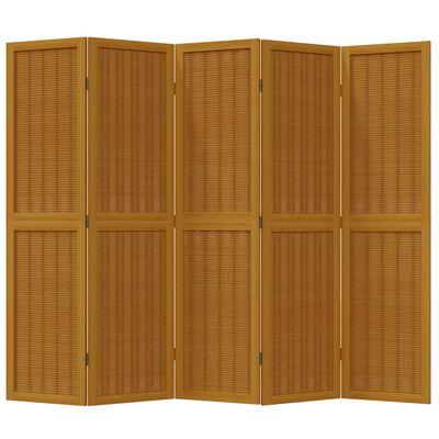 vidaXL Paraván, 5 panelov, hnedý, masívne drevo paulovnie