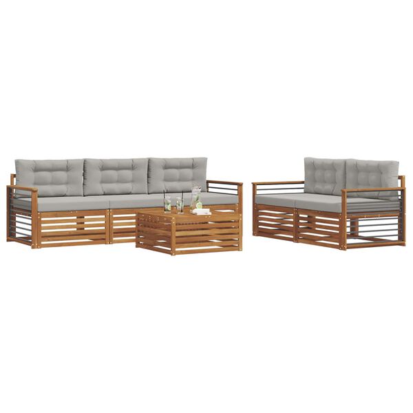 vidaXL Z&aacute;hradn&aacute; s&uacute;prava gaučov s vank&uacute;&scaron;om 6 pcs Pr&iacute;rodn&aacute; a svetlosiv&aacute;