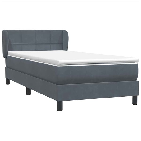 vidaXL Posteľn&yacute; r&aacute;m boxspring s matracom tmavosiv&yacute; 80x220 cm zamat