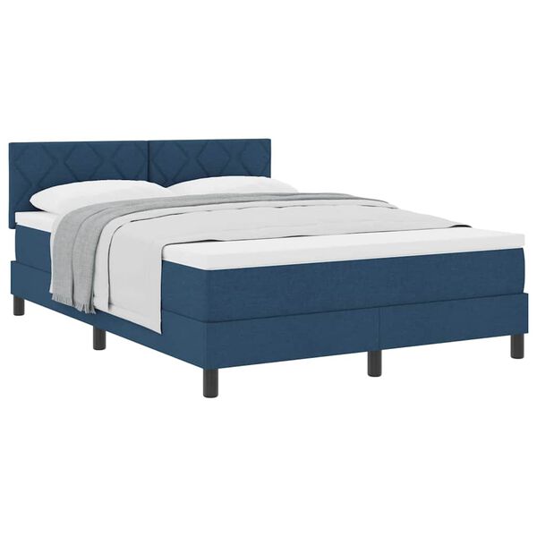 vidaXL Posteľ boxspring s matracom Tmavomodr&aacute; 140 x 200 cm l&aacute;tka
