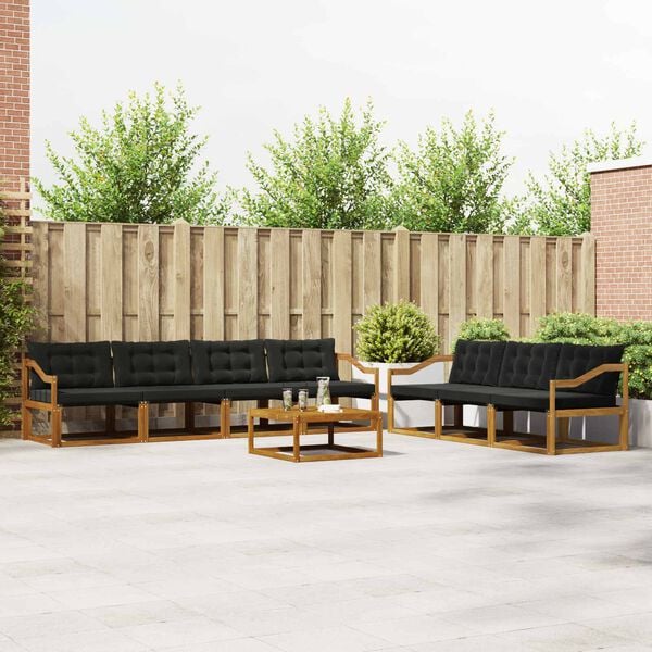 vidaXL Z&aacute;hradn&aacute; s&uacute;prava gaučov s vank&uacute;&scaron;om 8 pcs Pr&iacute;rodn&aacute; a čierna