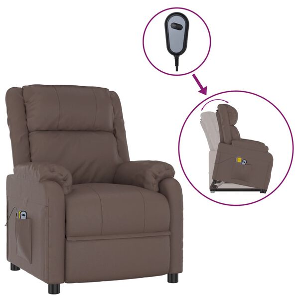 vidaXL Zdv&iacute;hacie mas&aacute;žne kreslo hned&eacute; umel&aacute; koža