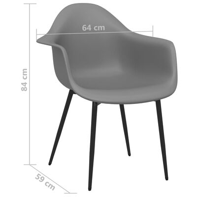 vidaXL Jedálenské stoličky 2 ks, sivé, PP