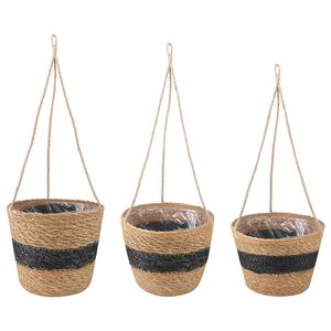 vidaXL 3 ks Pr&iacute;rodn&aacute; a čierna &Oslash;26 x 19 cm 100% Morsk&aacute; tr&aacute;va