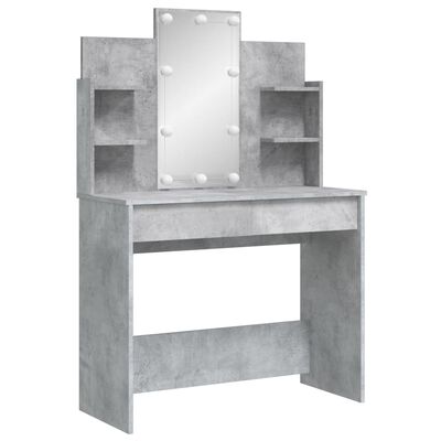 vidaXL Toaletný stolík s LED svetlami betónovo sivý 96x40x142 cm