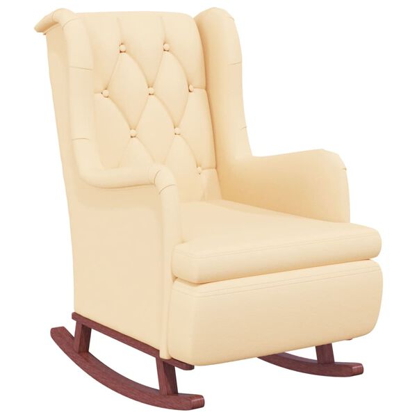 vidaXL Hojdacie kreslo s nohami z mas&iacute;vneho kaučuku kr&eacute;mov&eacute; zamatov&eacute;