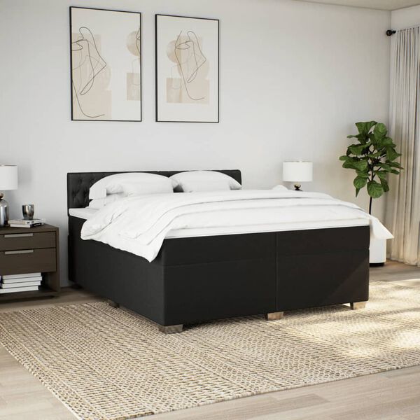 vidaXL Boxspring posteľ s matracom čierna 200x200 cm l&aacute;tka